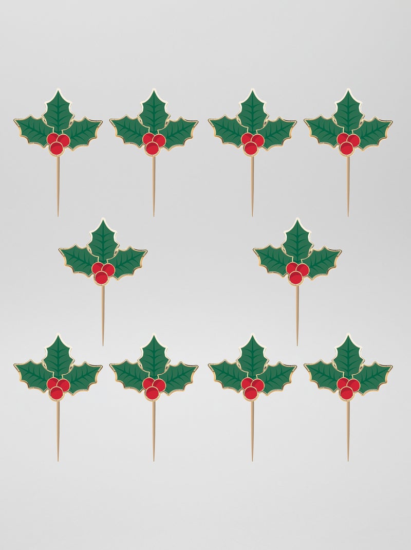 Lot de 10 pics de Noël Rouge - Kiabi