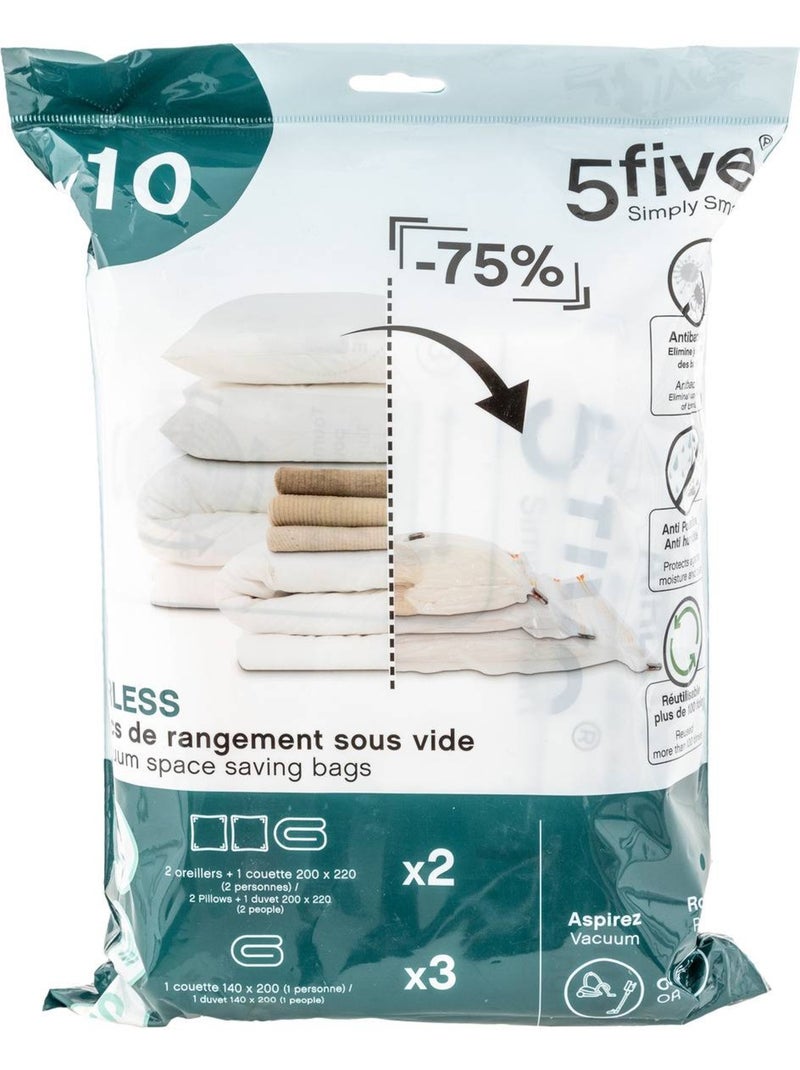 Lot de 10 sacs sous vide pour compression de literie air Transparent - Kiabi