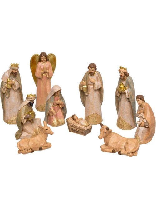 Lot de 10 santons pour crèche de noël h15 cm résine sylio - Kiabi Lot de 10 santons pour crèche de noël h15 cm résine sylio - Kiabi