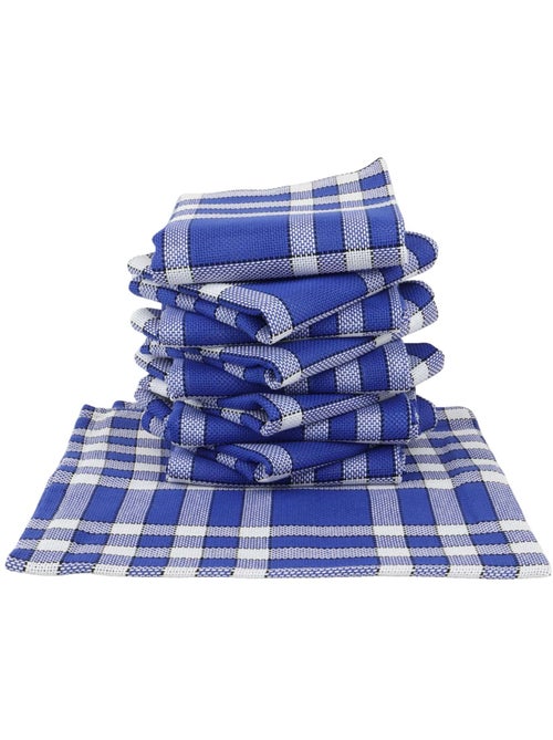 Lot de 10 serviettes de table carreaux vichy normand bleu NELLY - Kiabi