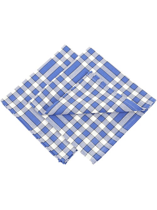 Lot de 10 serviettes de table carreaux vichy normand bleu NELLY - Kiabi