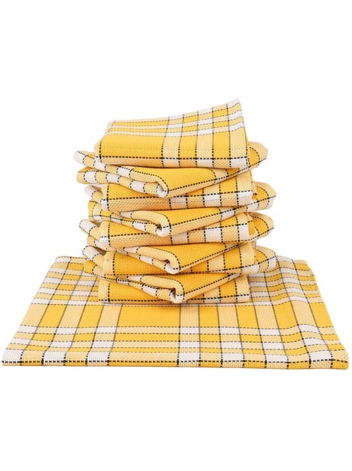 Lot de 10 serviettes de table carreaux vichy normand jaune NELLY - Kiabi