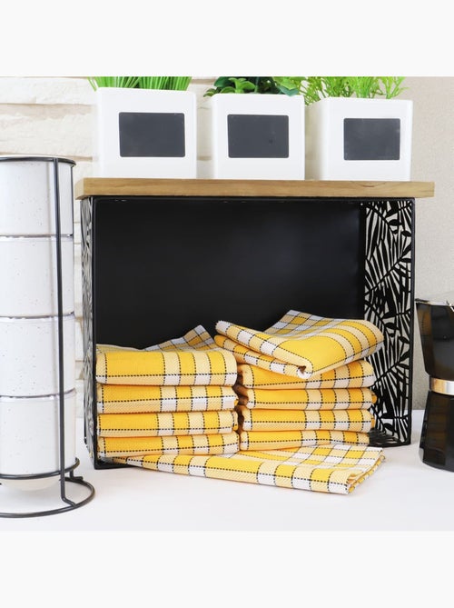 Lot de 10 serviettes de table carreaux vichy normand jaune NELLY - Kiabi