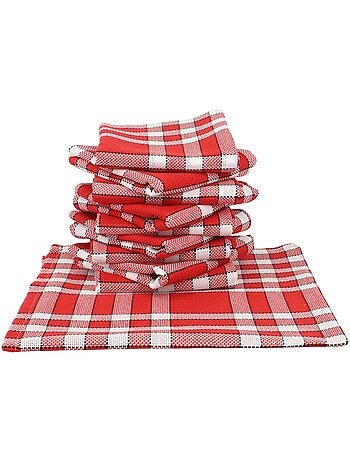 Lot de 10 serviettes de table carreaux vichy normand rouge NELLY
