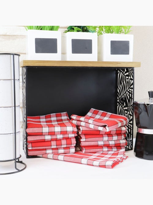 Lot de 10 serviettes de table carreaux vichy normand rouge NELLY - Kiabi