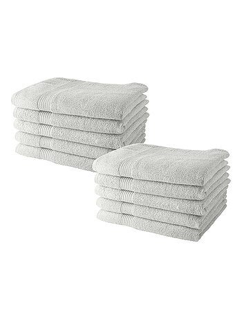 Lot de 10 serviettes de toilette coton uni ESSENTIAL