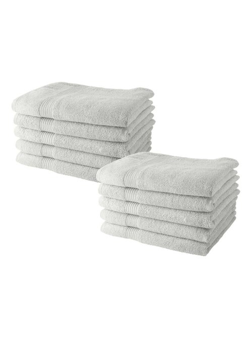 Lot de 10 serviettes de toilette coton uni ESSENTIAL - Kiabi