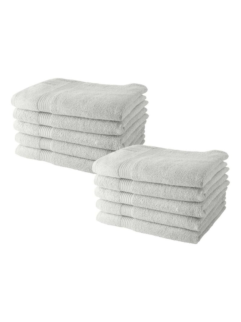 Lot de 10 serviettes de toilette coton uni ESSENTIAL Blanc - Kiabi