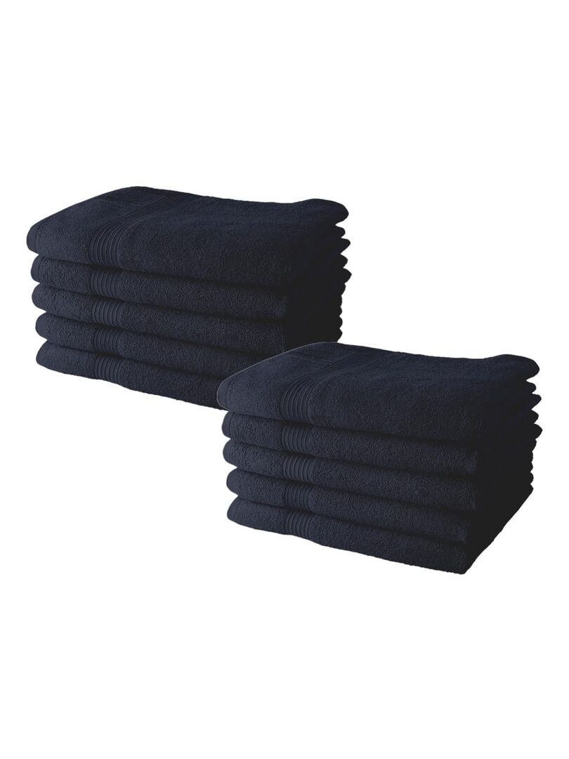 Lot De 10 Serviettes Invités Éponge Coton - 30x50 Cm - Douces Et Absorbantes - Anthracite