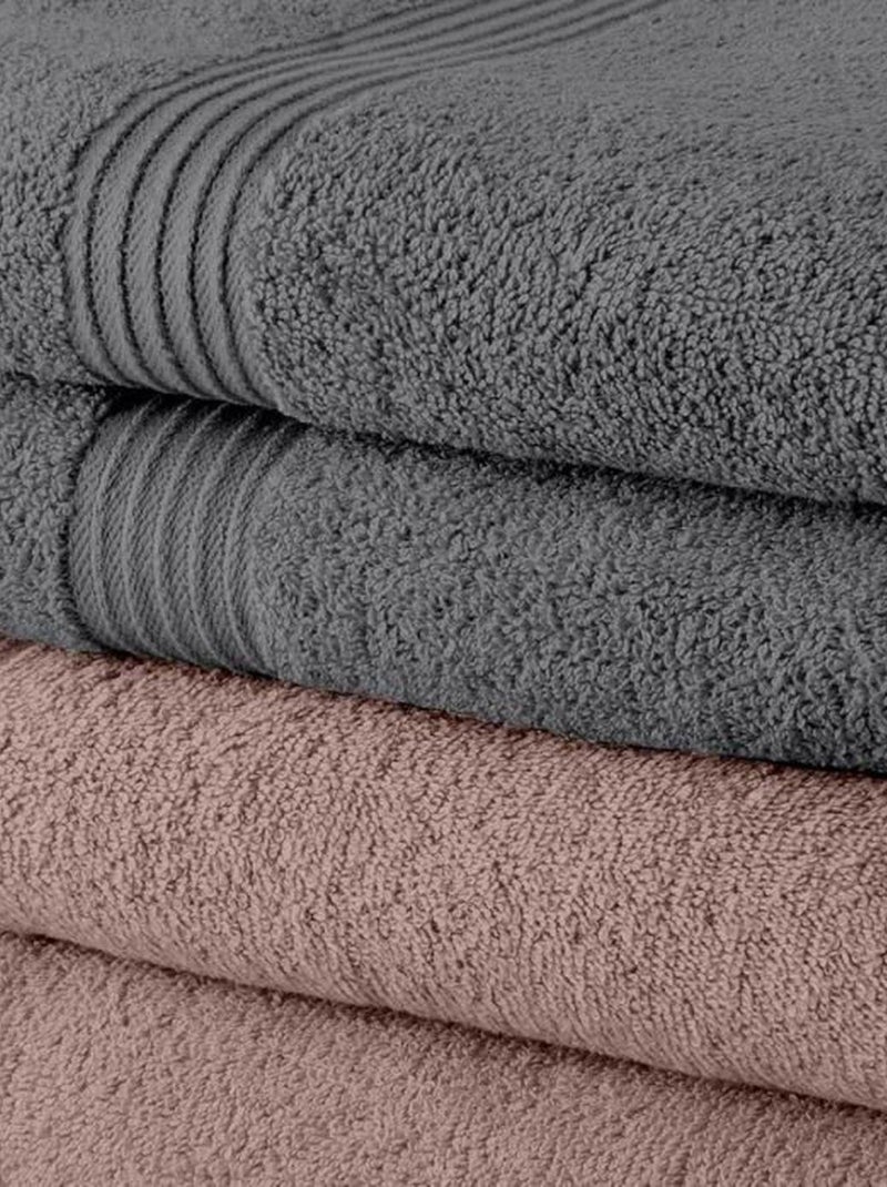 Lot de 10 serviettes de toilette coton uni ESSENTIAL Gris Rose - Kiabi