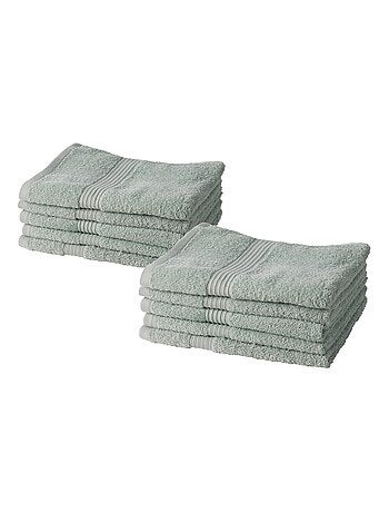 Lot de 10 serviettes de toilette coton uni ESSENTIAL