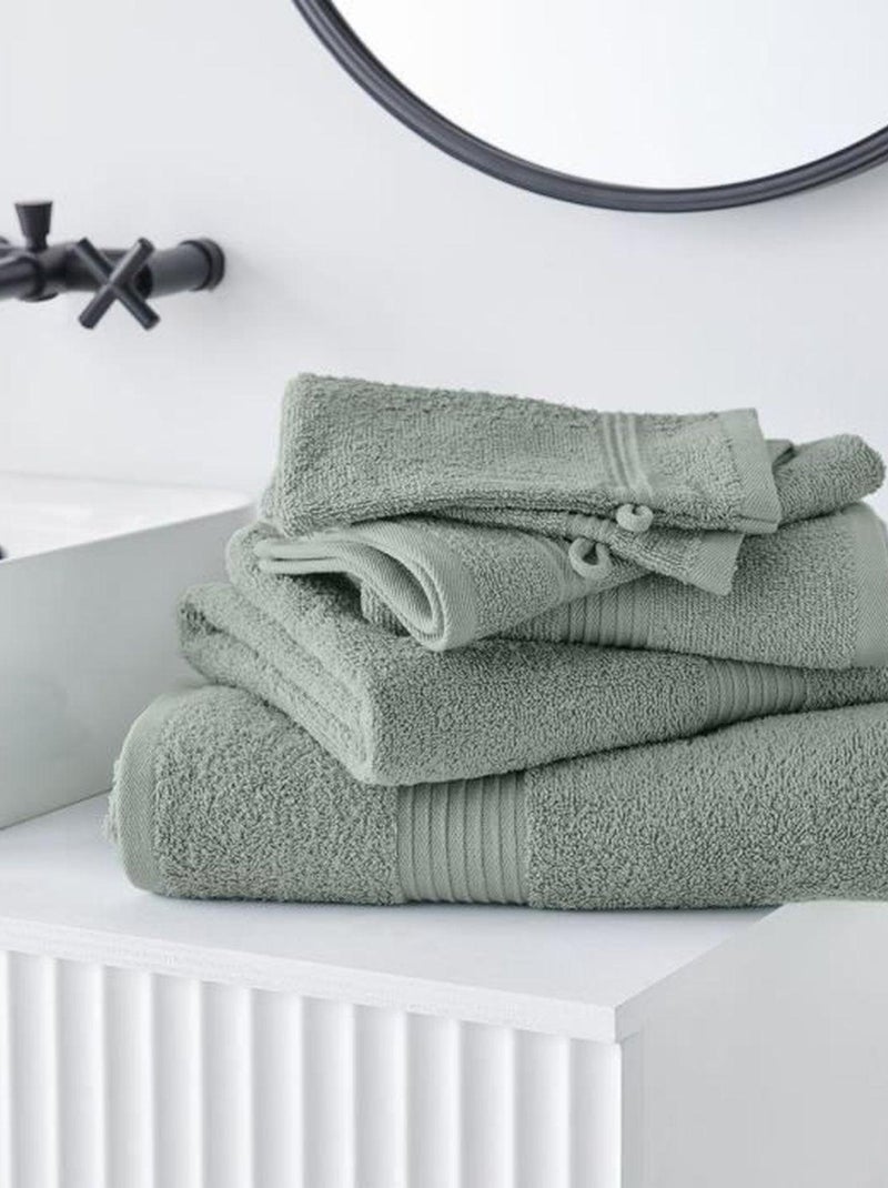 Lot de 10 serviettes de toilette coton uni ESSENTIAL Vert - Kiabi
