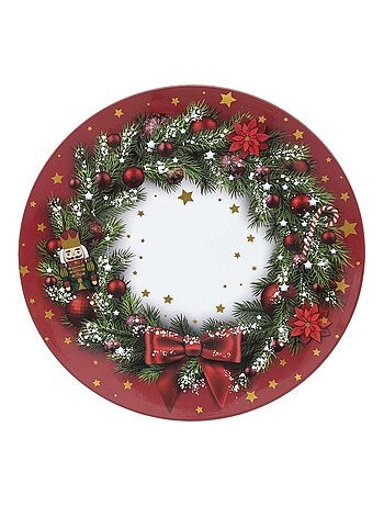 Lot de 12 assiettes de présentation couronne de Noël