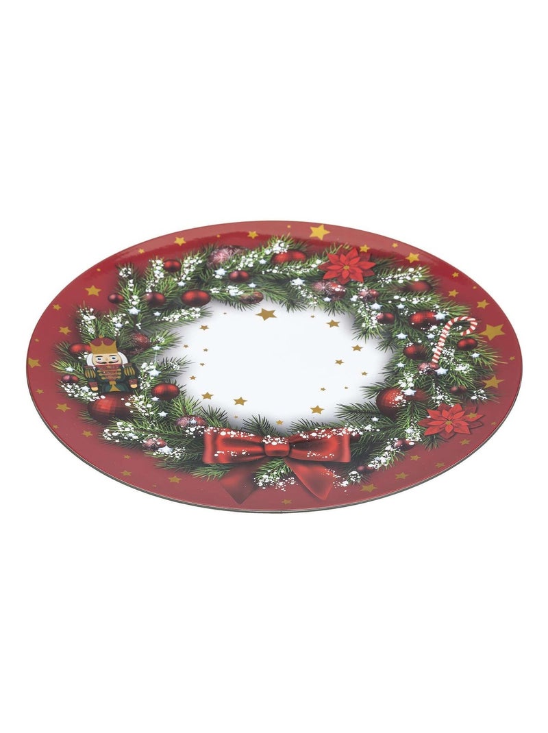 Lot de 12 assiettes de présentation couronne de Noël Rouge - Kiabi
