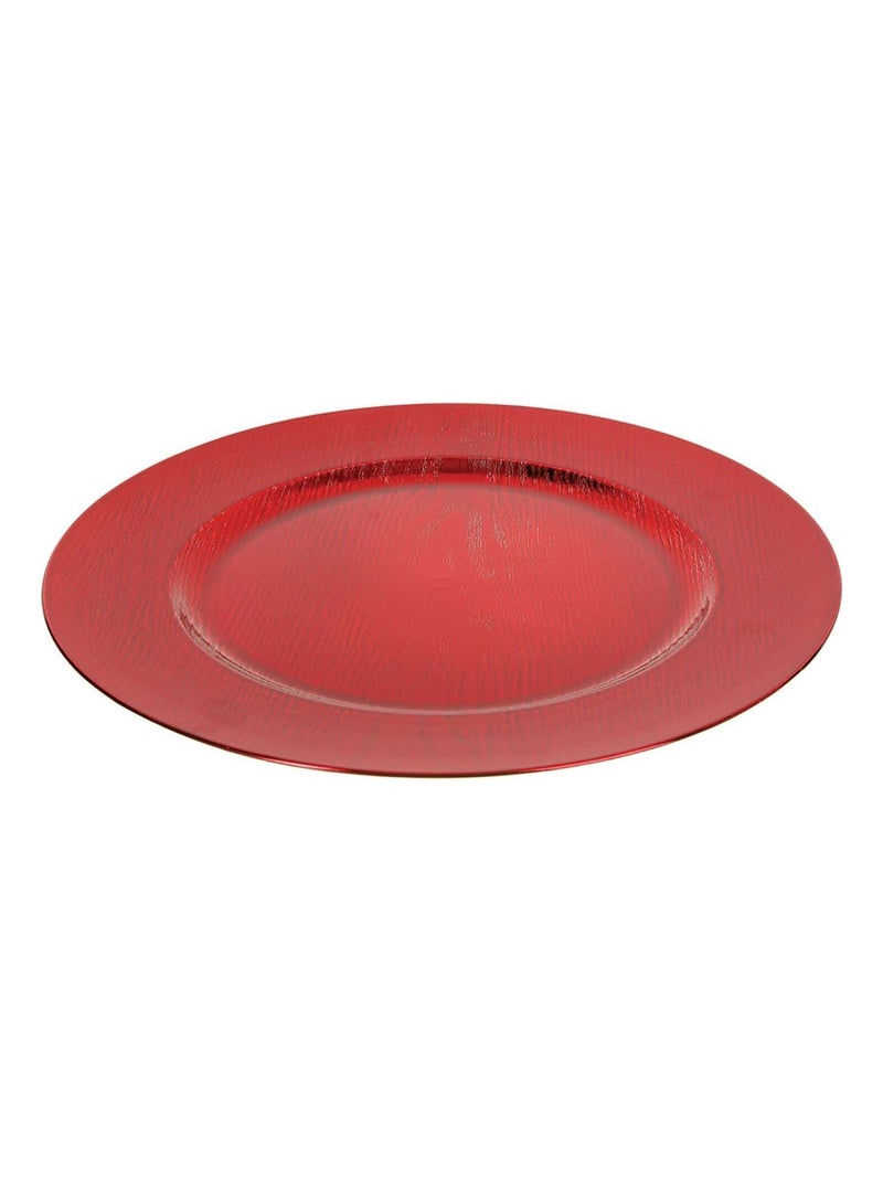 Lot de 12 assiettes de présentation effet bois Rouge - Kiabi