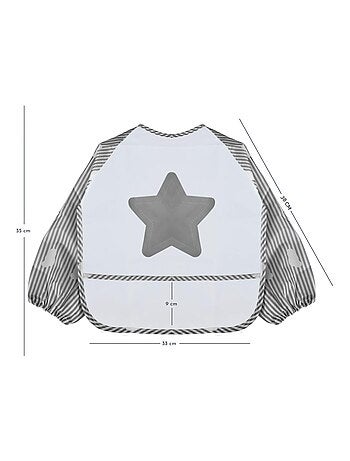 Lot de 12 bavoirs imperméables - Manches longues - Monsieur Bébé