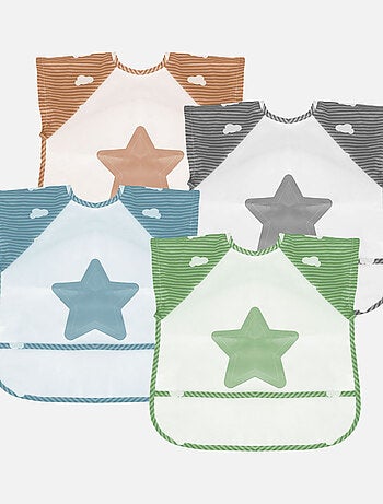 Lot de 12 bavoirs pour bébé imperméables - Manches courtes - Monsieur Bébé