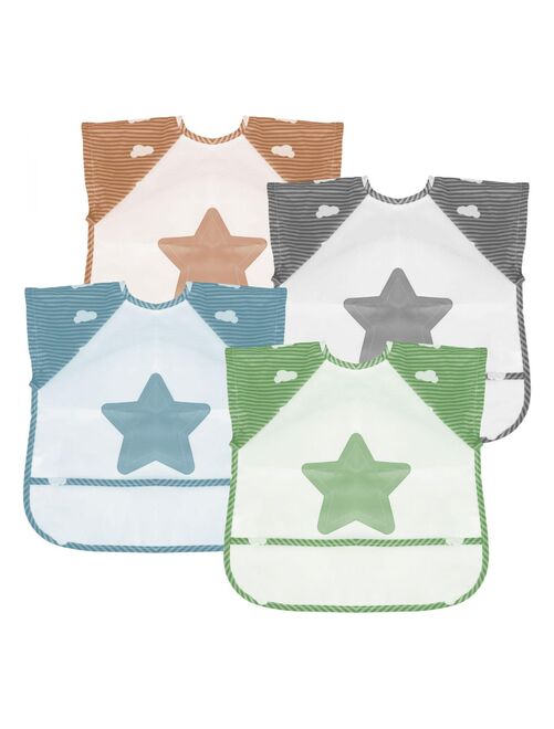 Lot de 12 bavoirs pour bébé imperméables - Manches courtes - Monsieur Bébé - Kiabi