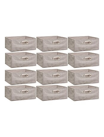 Lot de 12 boites de rangement carrées en tissu MIX'N MODUL