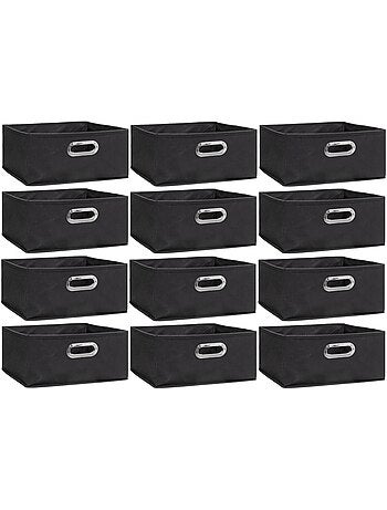 Lot de 12 boites de rangement carrées en tissu MIX'N MODUL