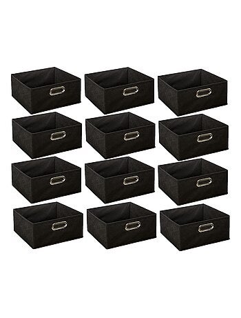 Lot de 12 boites de rangement carrées en tissu MIX'N MODUL
