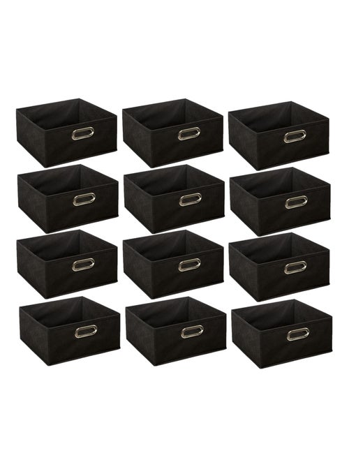 Lot de 12 boites de rangement carrées en tissu MIX'N MODUL - Kiabi