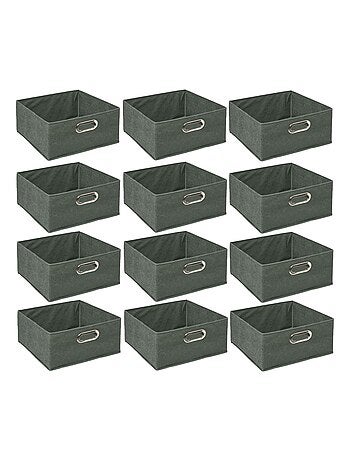 Lot de 12 boites de rangement carrées en tissu MIX'N MODUL