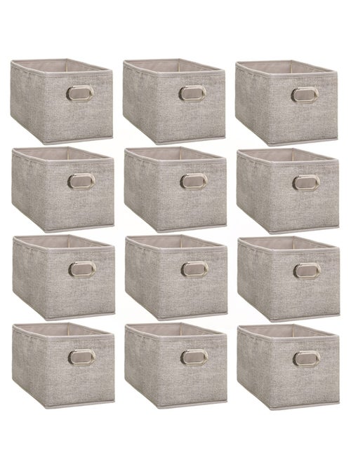 Lot de 12 Boites de rangement en tissu avec poignée - Kiabi