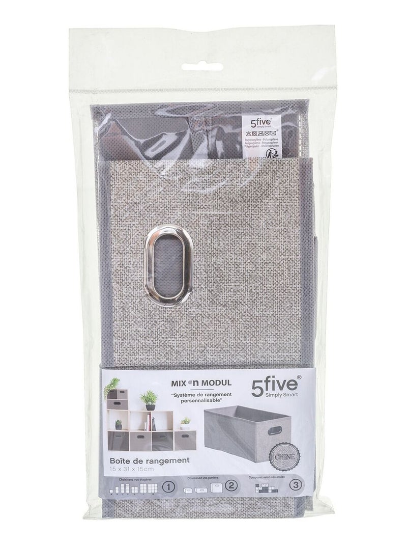 Lot de 12 Boites de rangement en tissu avec poignée Beige - Kiabi