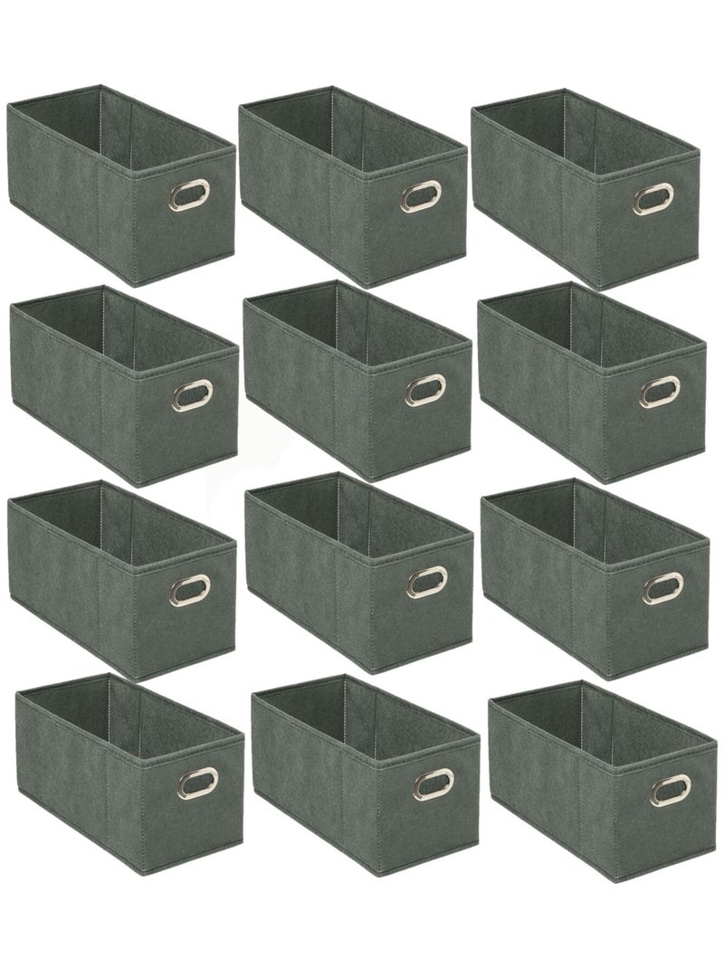 Lot de 12 Boites de rangement en tissu avec poignée Vert - Kiabi