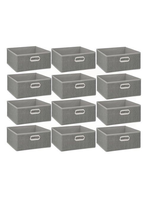Lot de 12 Boites de rangement en tissu - Kiabi