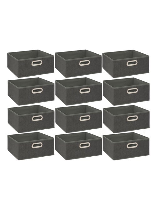 Lot de 12 Boites de rangement en tissu - Kiabi