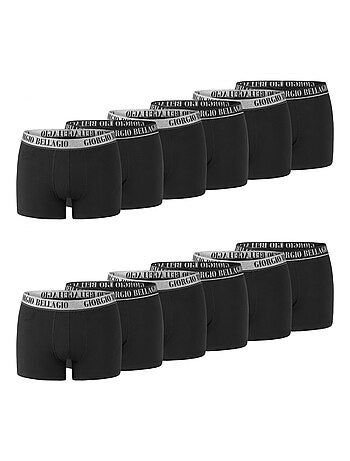 Giorgio Bellagio - Lot de 12 Boxers coton homme Class Giorgio Bellagio - Noir - Homme - S - Coton