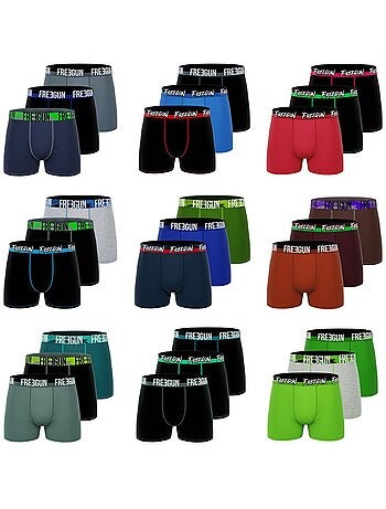 Lot de 12 boxers homme en coton modèles aléatoires Pack surprise Freegun