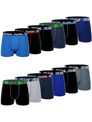 Lot de 12 boxers homme en coton modèles aléatoires Pack surprise Freegun