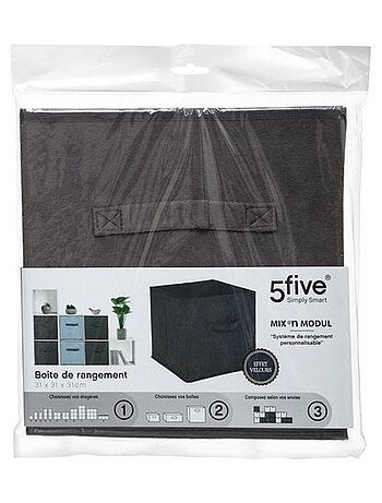 Lot de 12 cubes de rangement en tissu l.31 x h. 31 cm - Gris foncé