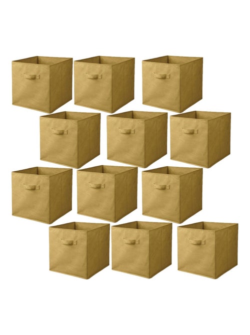 Lot de 12 cubes de rangement pliables en tissu avec poignées - Kiabi