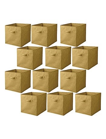 Lot de 12 cubes de rangement pliables en tissus avec poignée