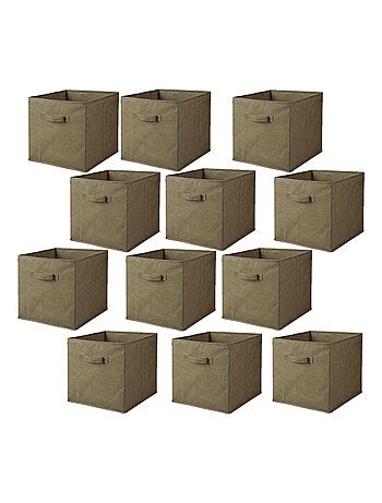 Lot de 12 cubes de rangement pliables en tissus avec poignée