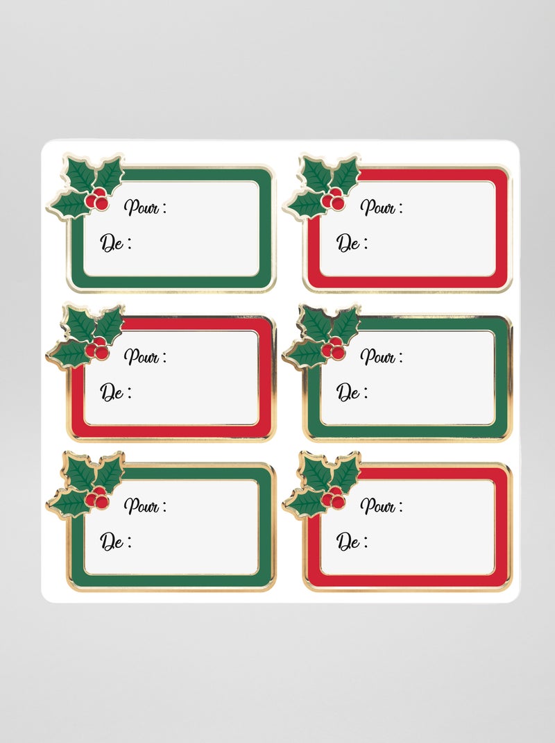 Lot de 12 étiquettes pour cadeaux Rouge - Kiabi