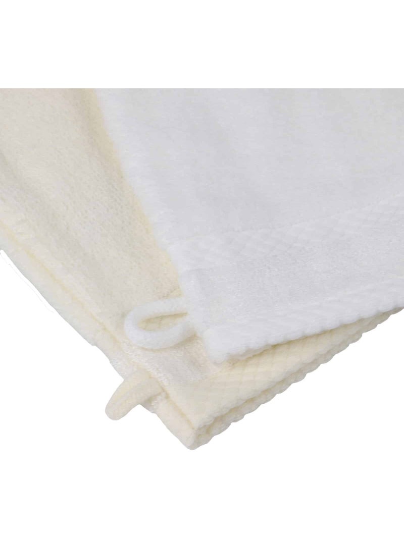 Lot de 12 gants de toilette en coton bouclette éponge CAPUCINE Ecru - Kiabi