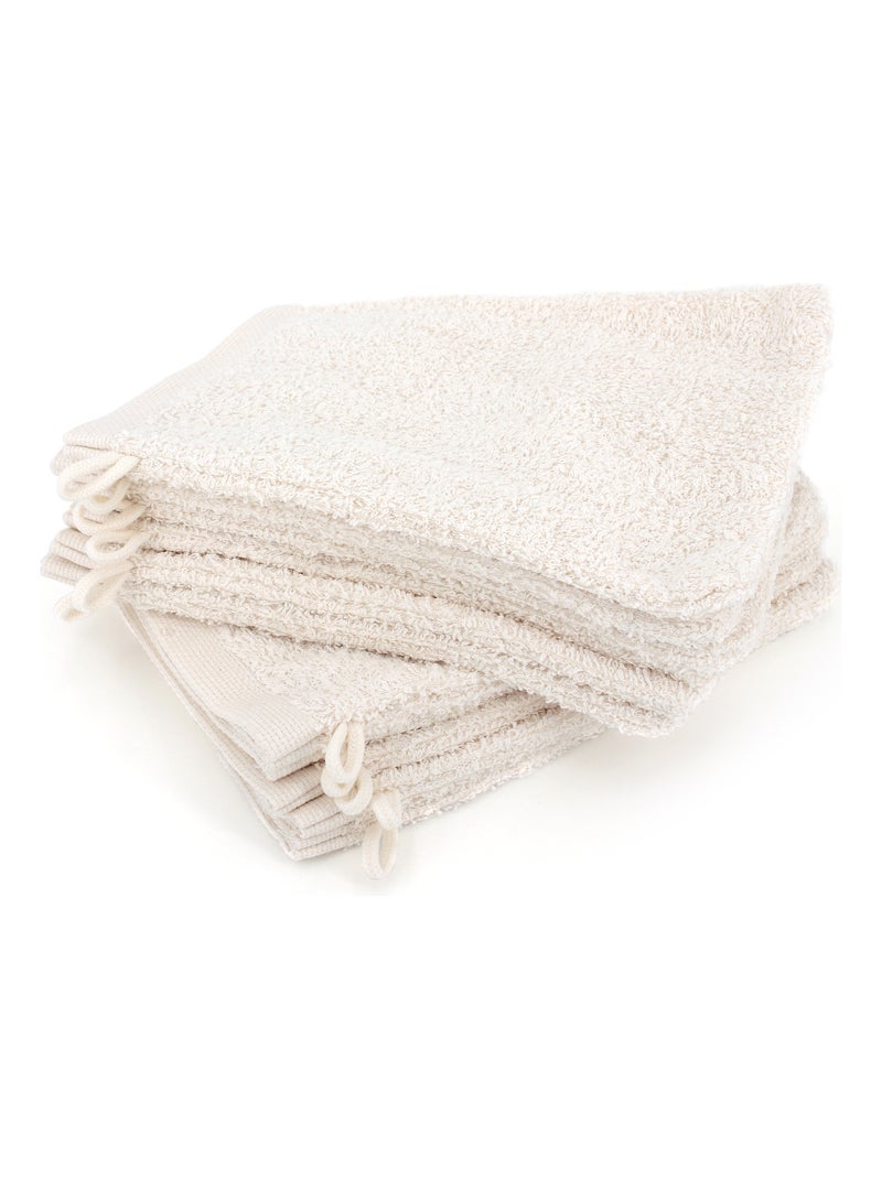 Lot de 12 gants toilette 16x21 ALPHA Ivoire - Kiabi