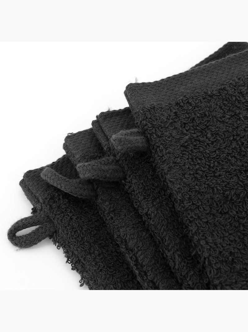 Lot de 12 gants toilette 16x21 ALPHA Noir Noir - Kiabi
