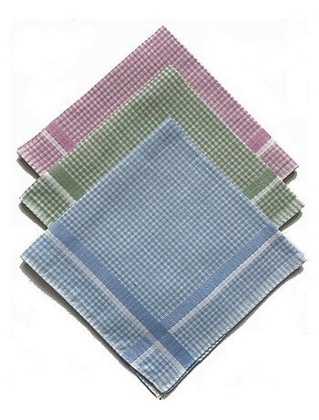 Lot de 12 mouchoirs femme grands carreaux 29x29 cm 100% coton