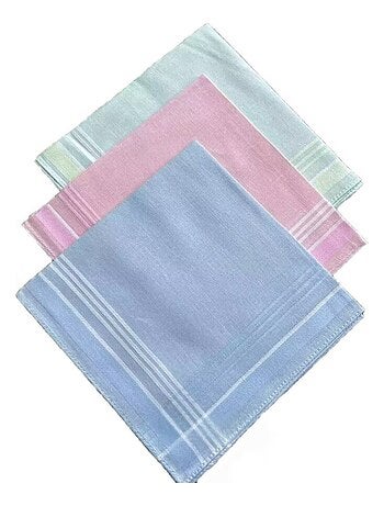 Lot de 12 mouchoirs femme pastel 29x29 cm 100% coton