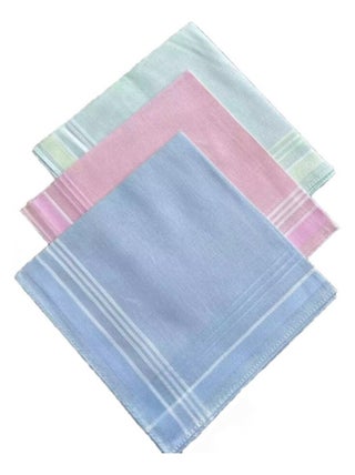 Lot de 12 mouchoirs femme pastel 29x29 cm 100% coton