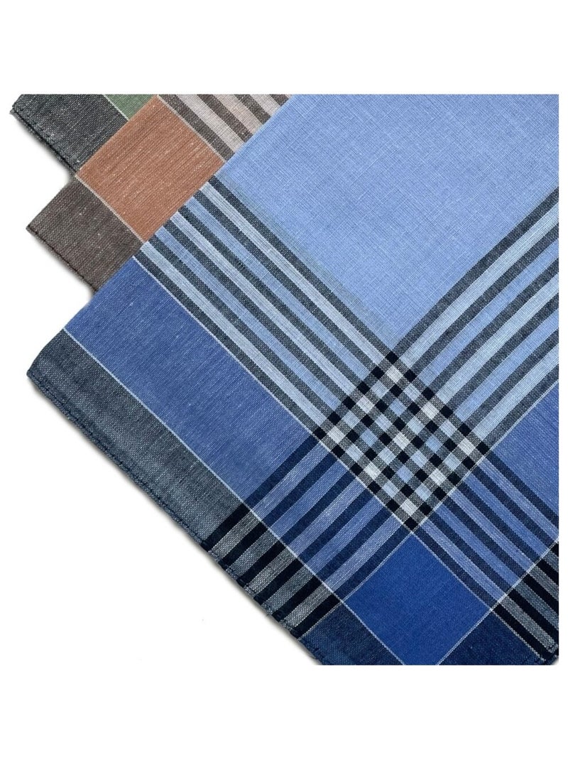 Lot de 12 mouchoirs Homme 38x38cm 100% coton Bleu - Kiabi