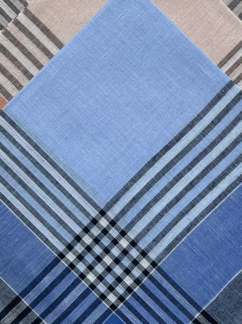 Lot de 12 mouchoirs Homme 38x38cm 100% coton Bleu - Kiabi