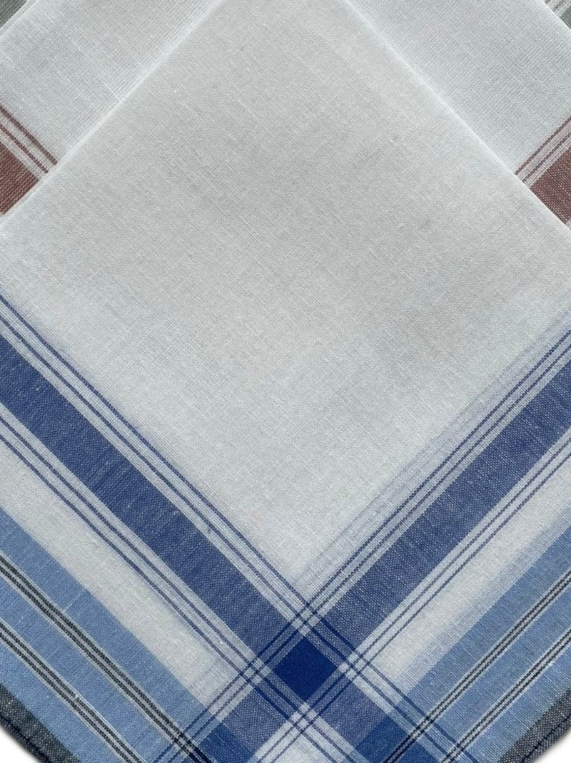 Lot de 12 mouchoirs Homme 38x38cm 100% coton Bleu - Kiabi