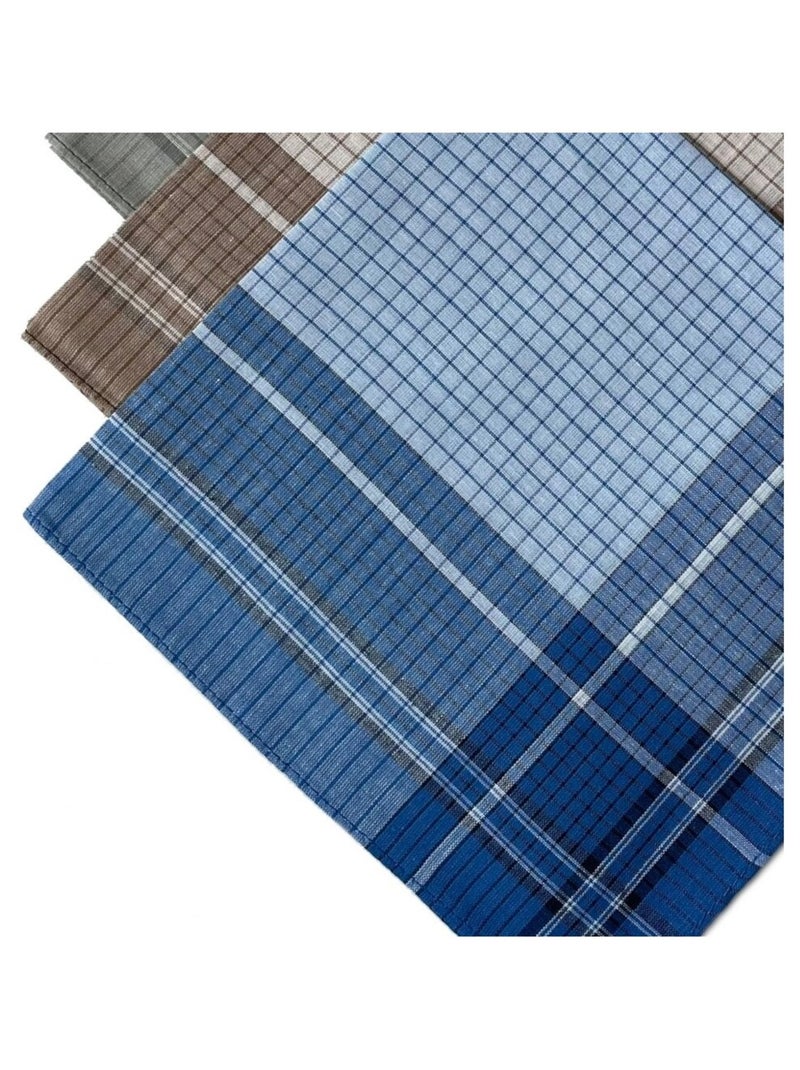 Lot de 12 mouchoirs Homme 40x40cm 100% coton Bleu - Kiabi